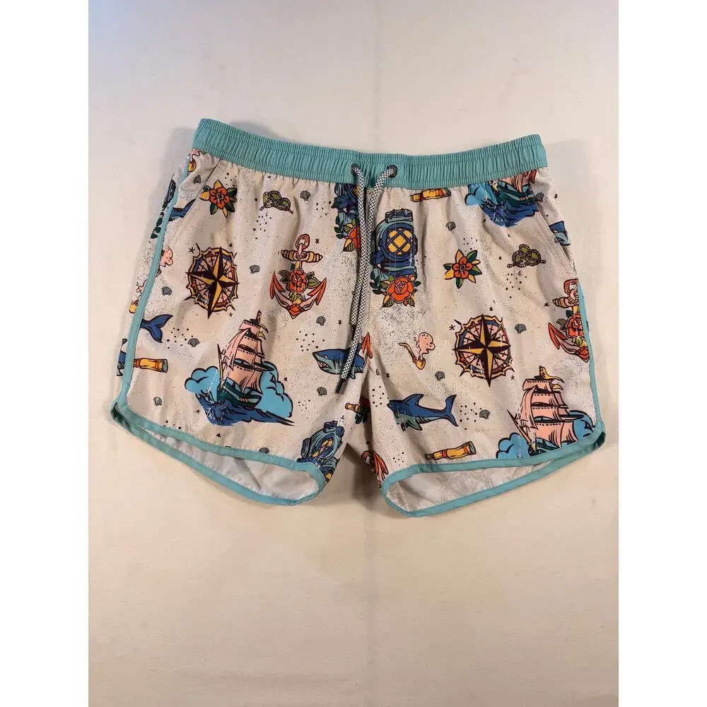 Maamgic SeaBorn Sea Voyage Nautical Print Swim Trunks Men's XL